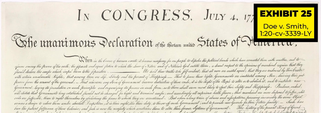 Declaration of Independence with Exhibit Sticker without branding